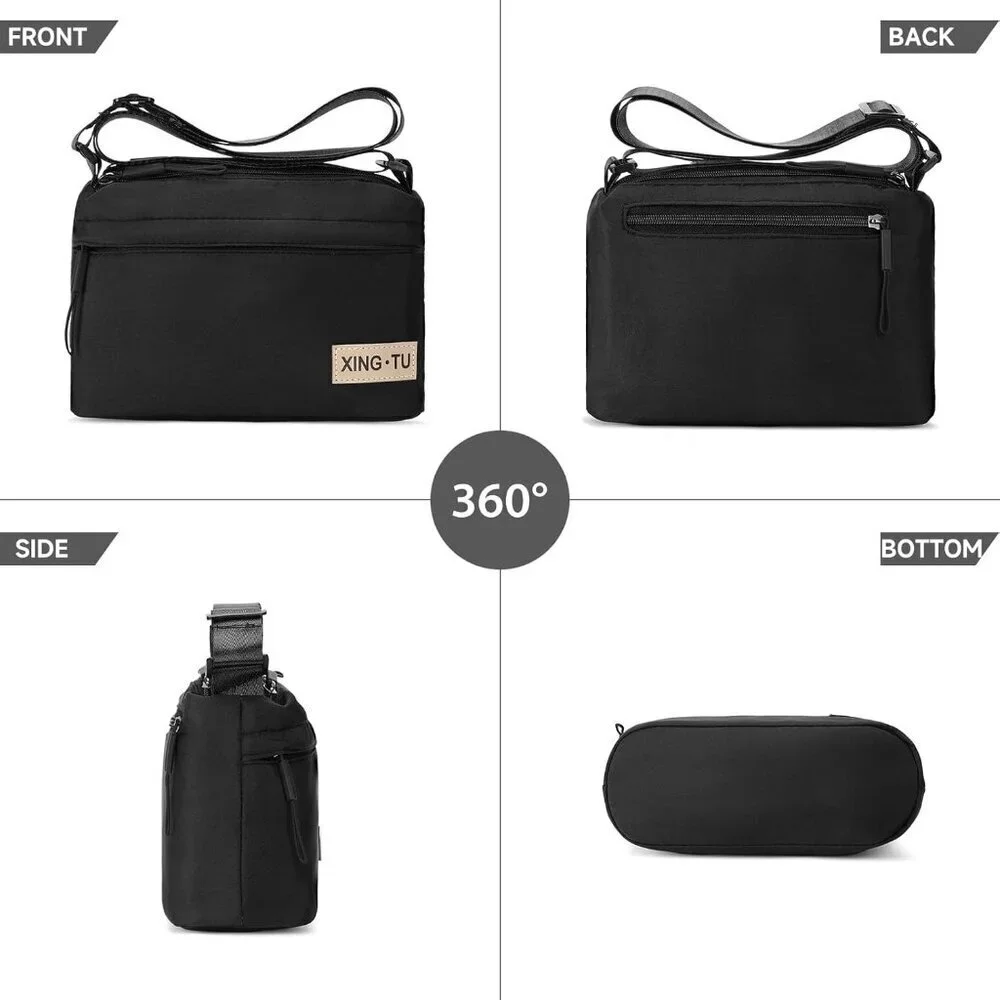 Crossbody Purse Nylon Small Shoulder Bag Multi-Pocket Adjustable Strap